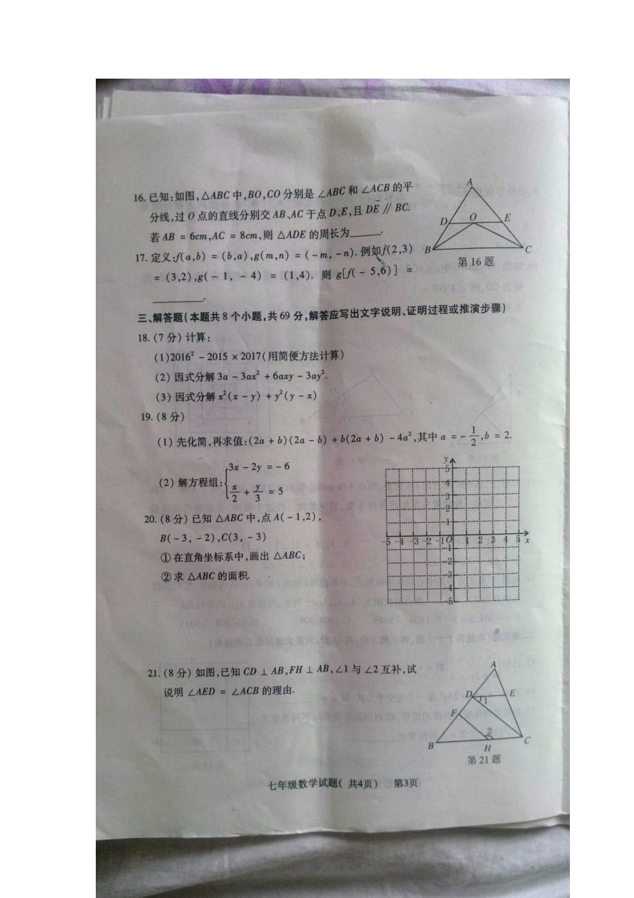 山东省聊城市东阿县2015-2016学年七年级下学期升级考试数学试卷（扫描版无答案）_第3页