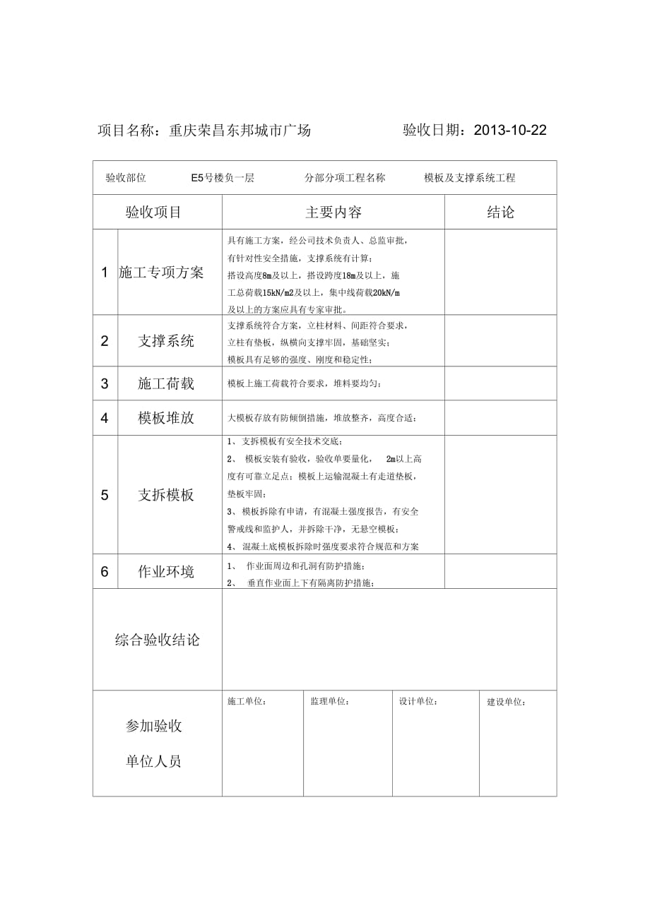 《危险性较大分部分项工程项目验收表》_第1页