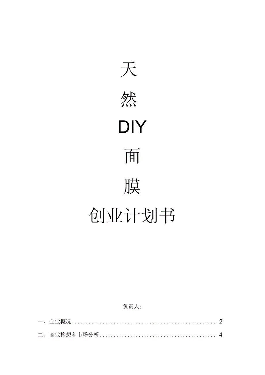 《天然DIY面膜创业项目实施计划书》_第1页