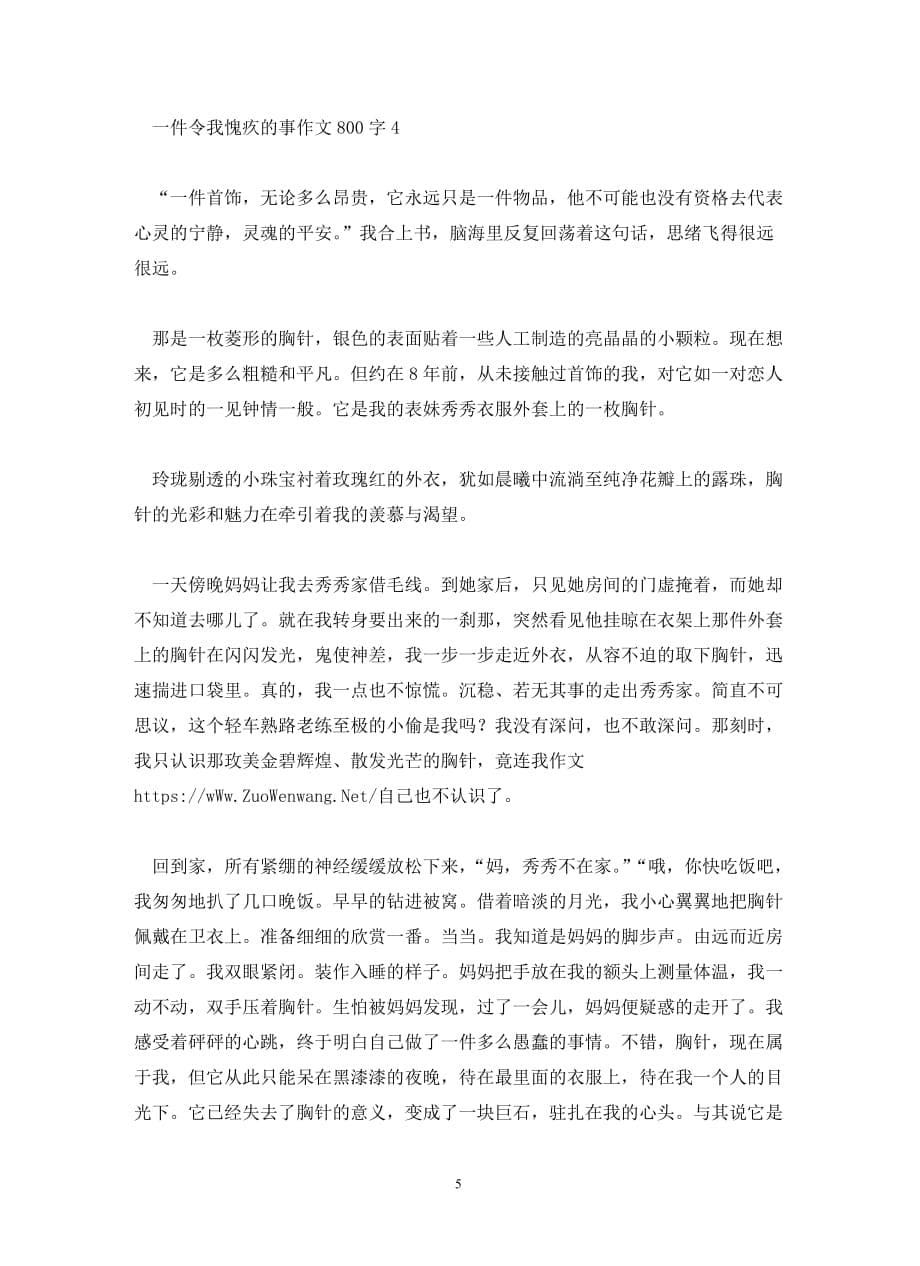 一件令我愧疚的事作文800字_第5页