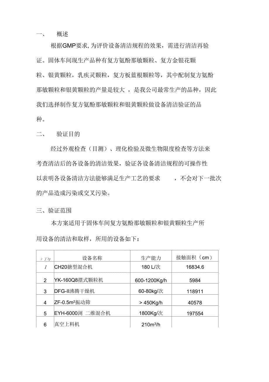 《固体制剂设备清洁消毒验证方案》_第5页