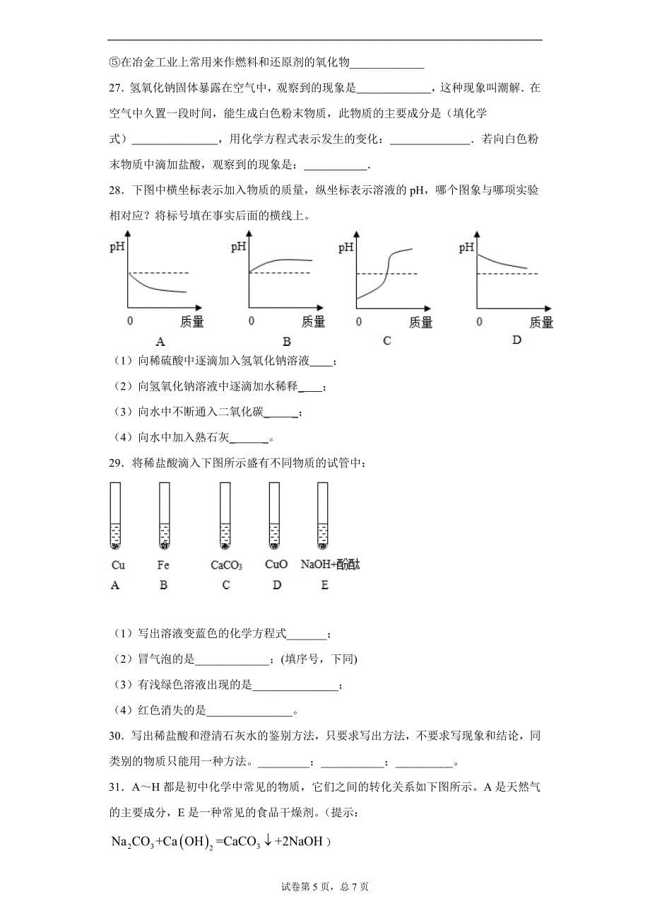 2020年湖南省衡阳市雁峰区船山实验中学中考一模化学试题_第5页