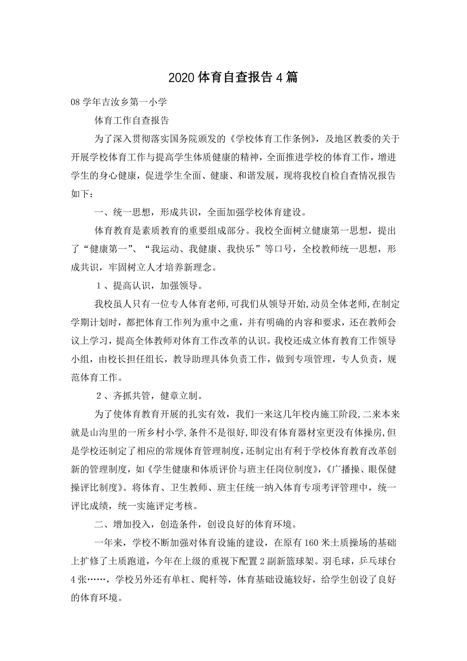 2021体育自查报告4篇_第1页