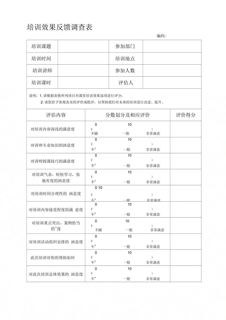 《培训效果反馈表》_第1页