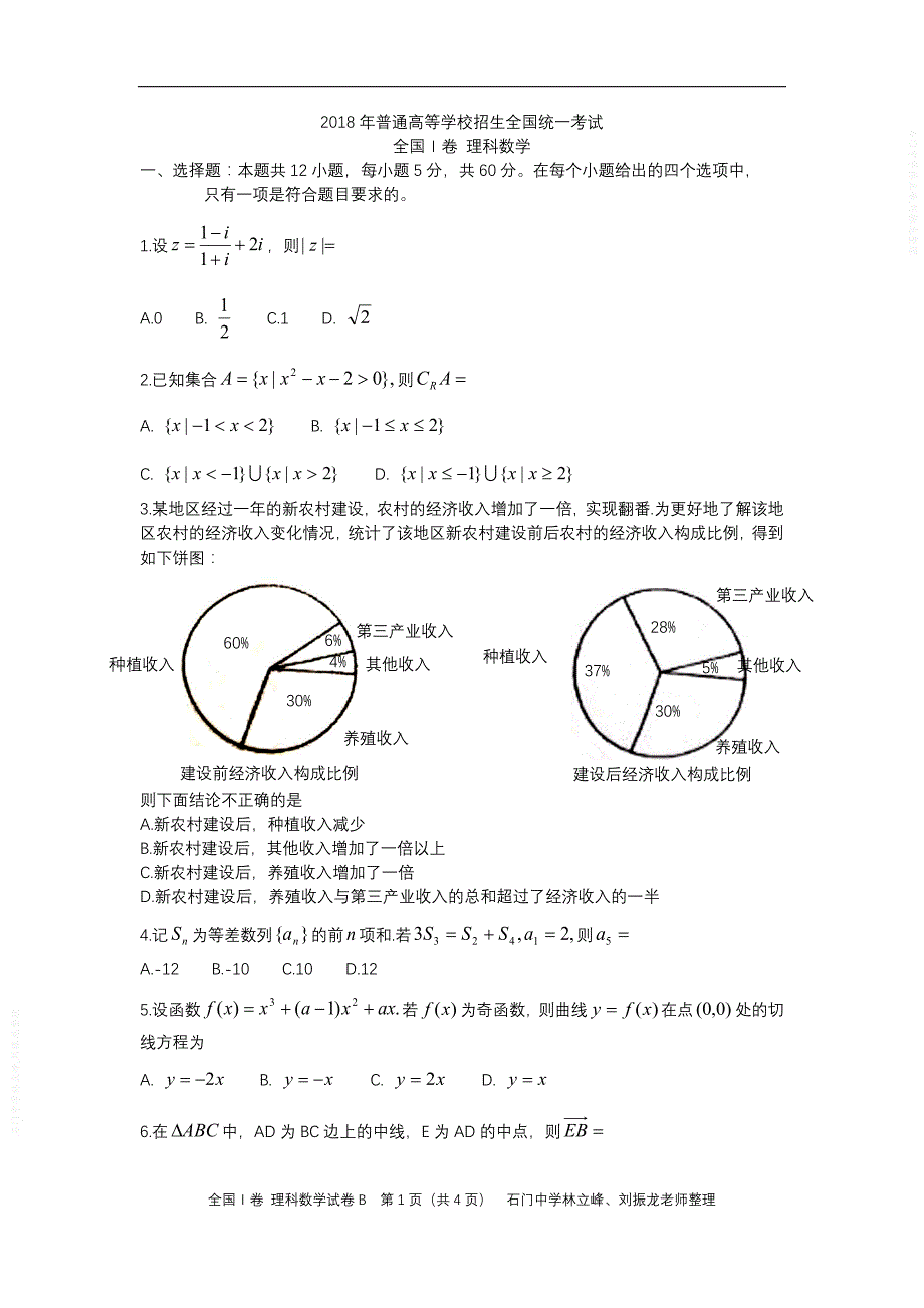 -年高考全国1卷理科数学(word) （精选可编辑）_第1页