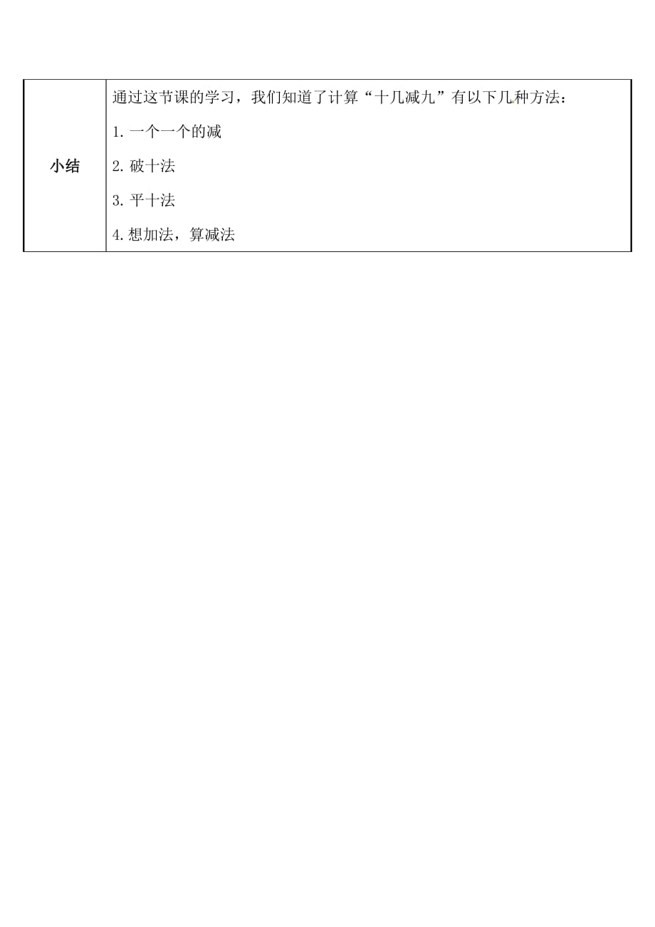 一年级数学下册教案-2.1十几减9（84）-人教版_第4页