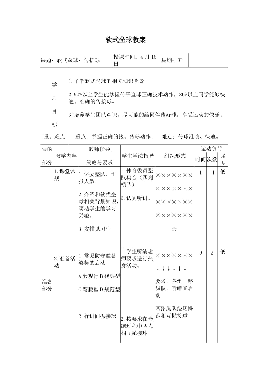 软式垒球教学设计_第1页