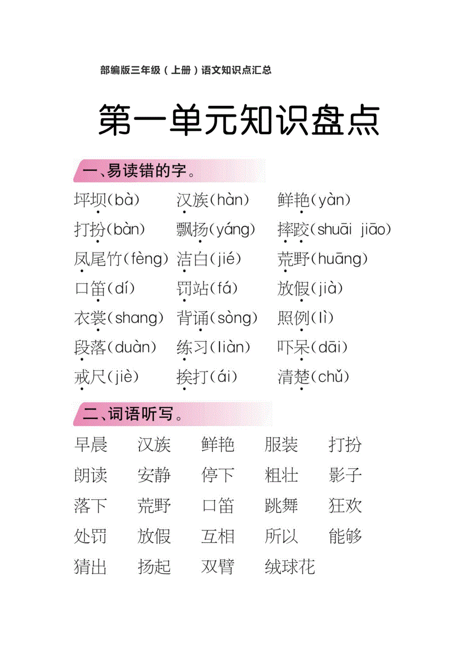 部编三年级上册语文知识点汇总 （精选可编辑）_第1页