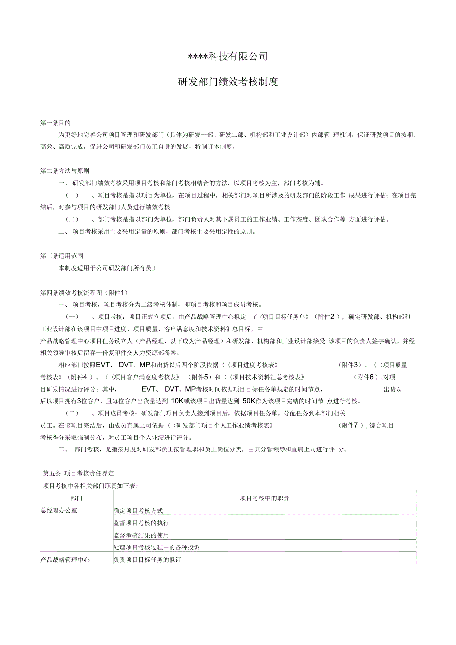 《科技类公司研发部绩效考核制度》_第1页