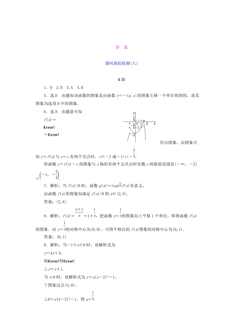 2021届高考数学一轮 知识点各个击破 第二章 课时跟踪检测（八）函数的图象 文 新人教A版_第4页