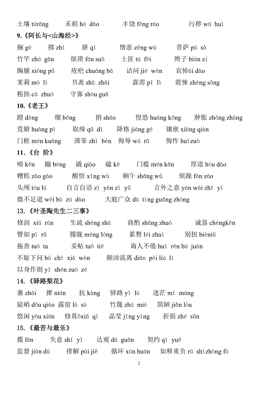 部编七年级语文下册课后生字词汇总10750 （精选可编辑）_第2页