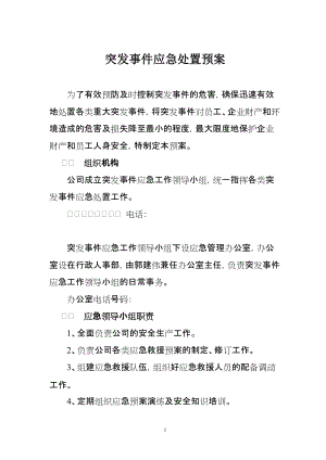 公司突发事件应急处置预案