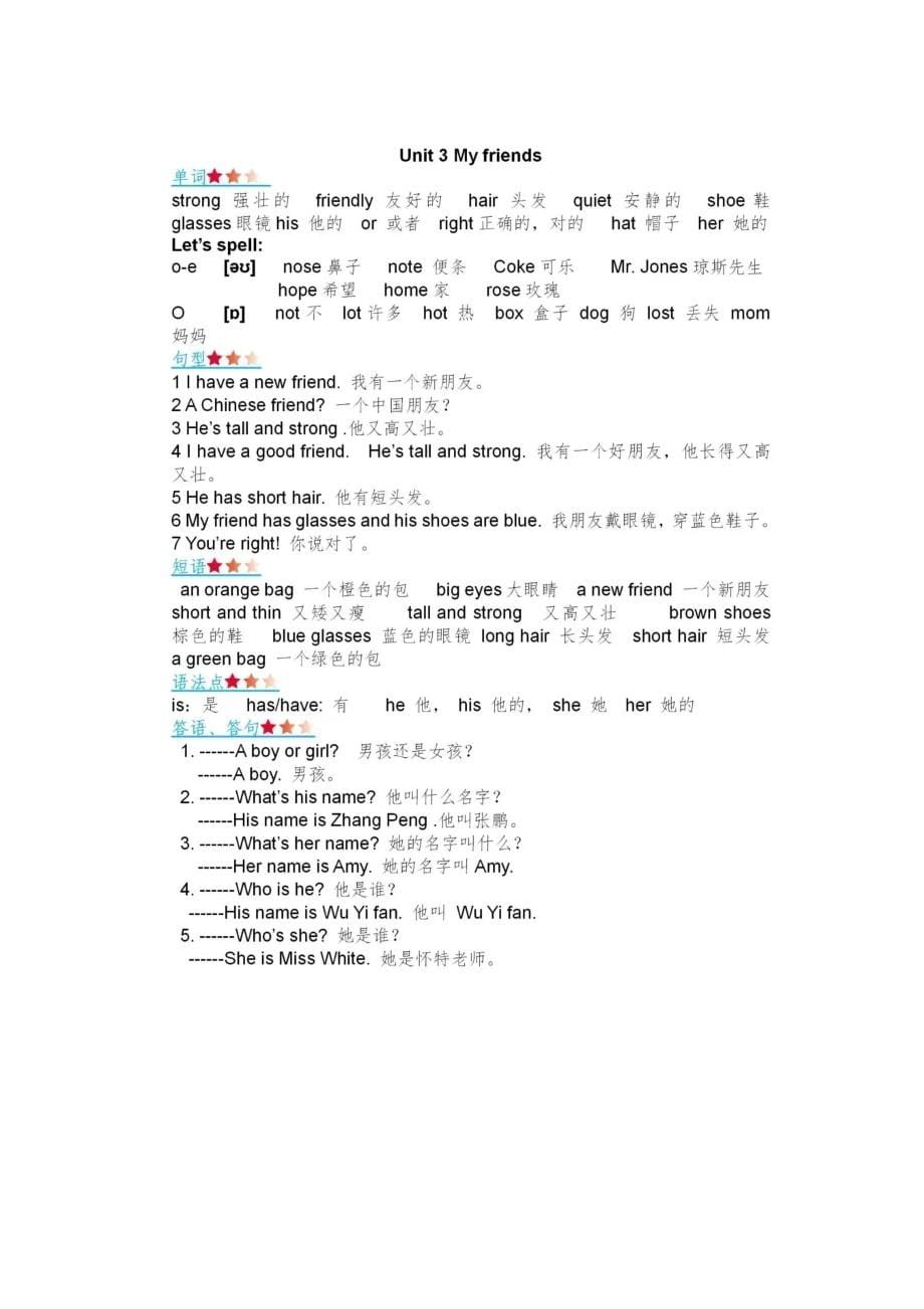 [全]人教四年级英语上册知识考点归纳总结_第5页