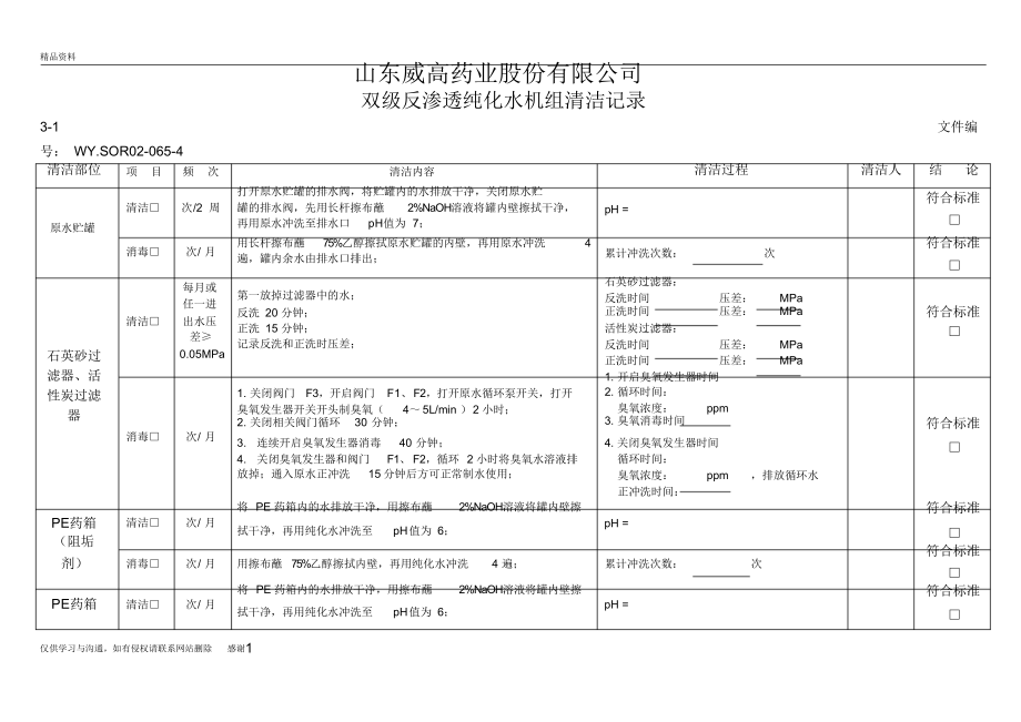 sor02-065-2纯化水系统清洁记录教学文案_第2页