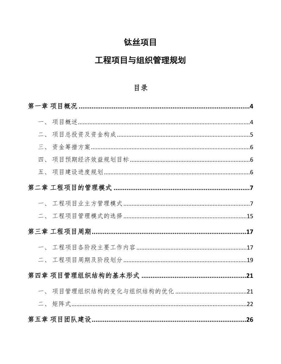 钛丝项目工程项目与组织管理规划_第1页