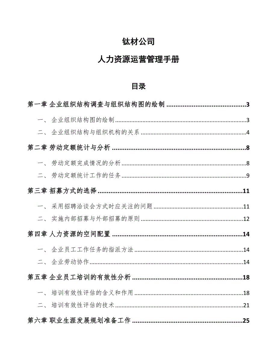 钛材公司人力资源运营管理手册_第1页