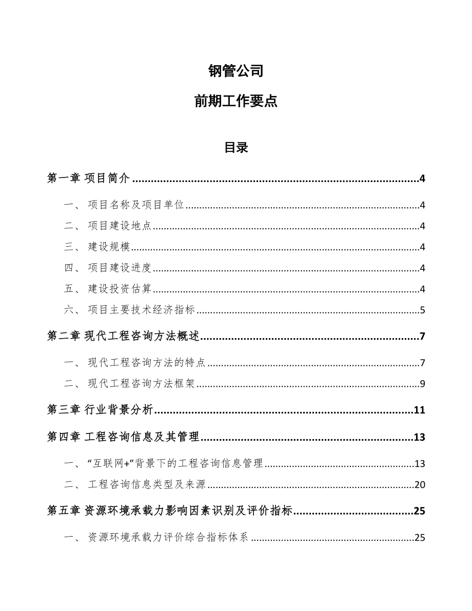 钢管公司前期工作要点_第1页