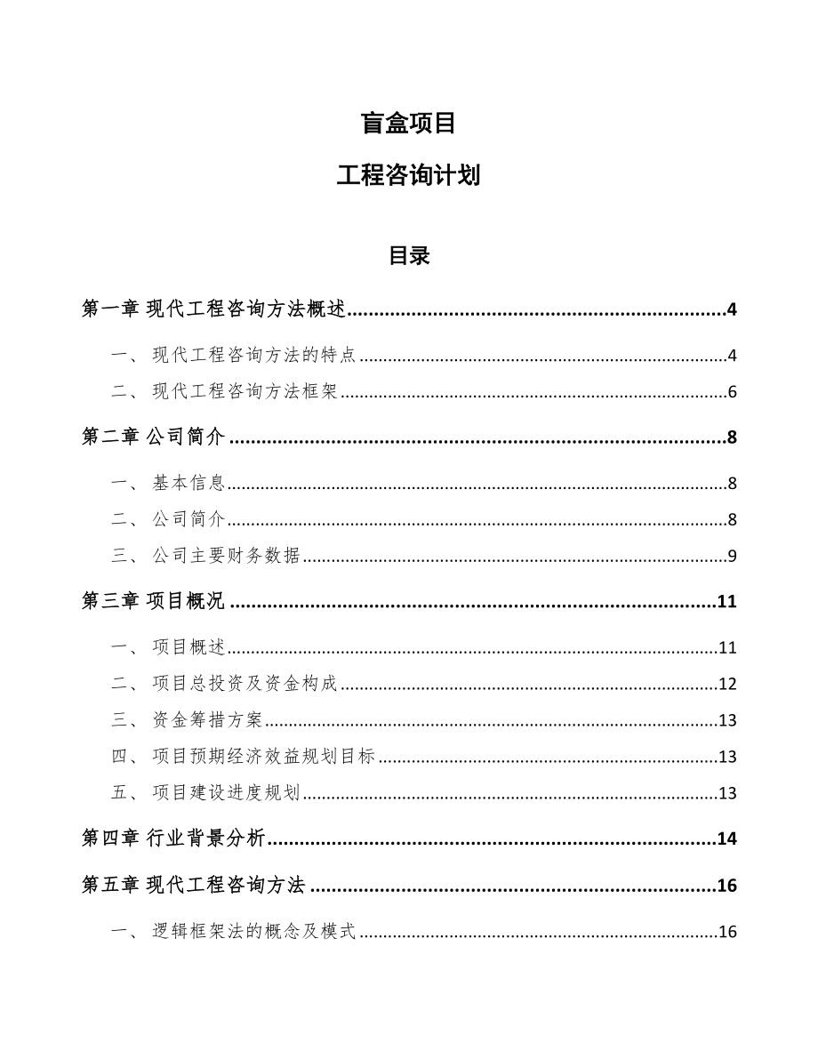 盲盒项目工程咨询计划_第1页