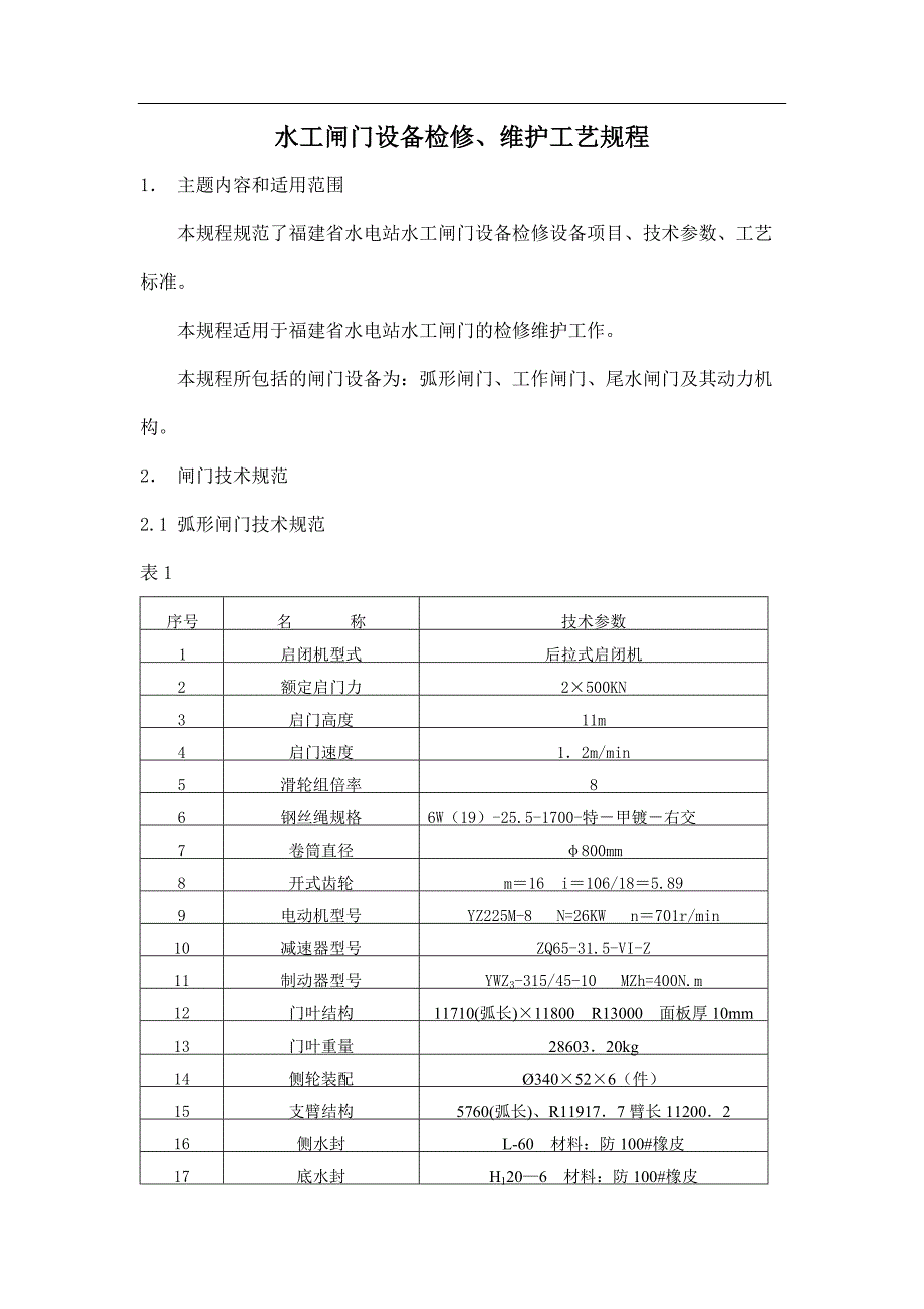 水电站水工闸门检修维护工艺_第1页