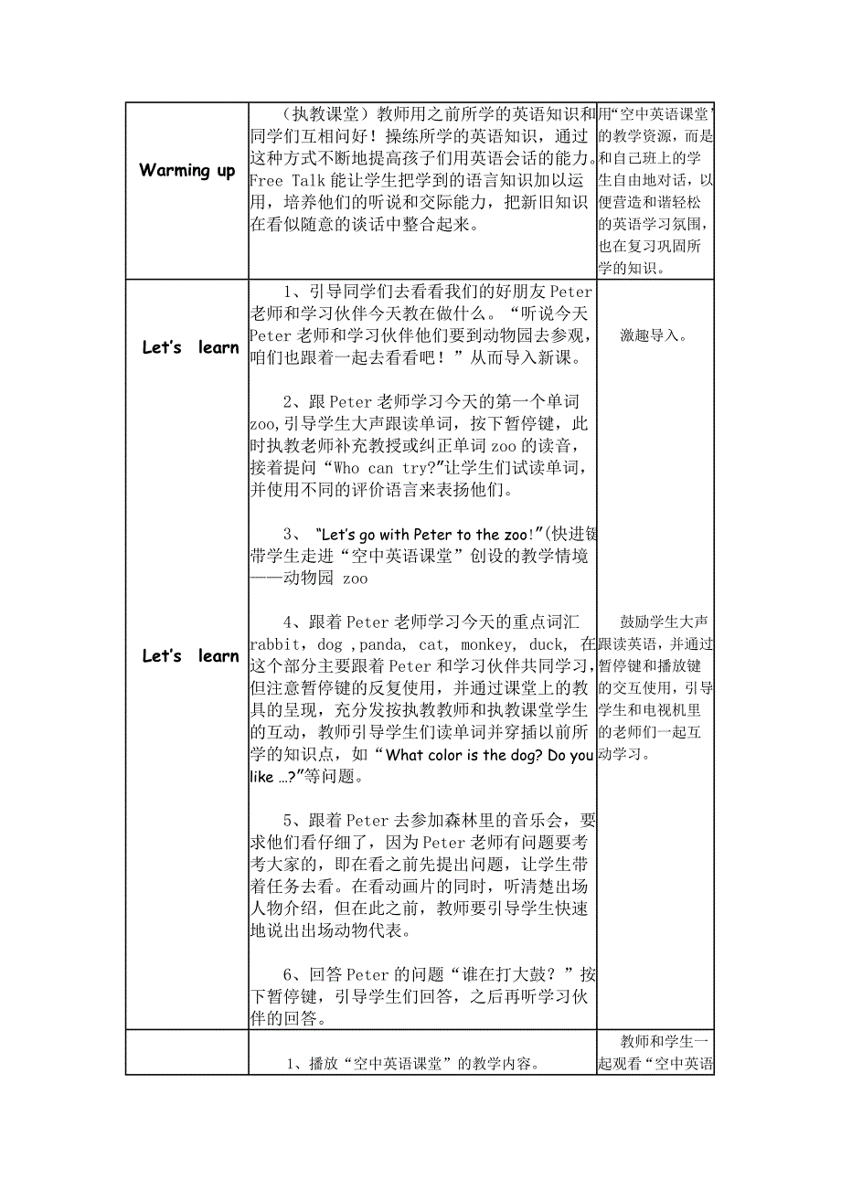 三年级英语上册 Unit4 We love animals! Lesson 1 教案人教PEP_第2页