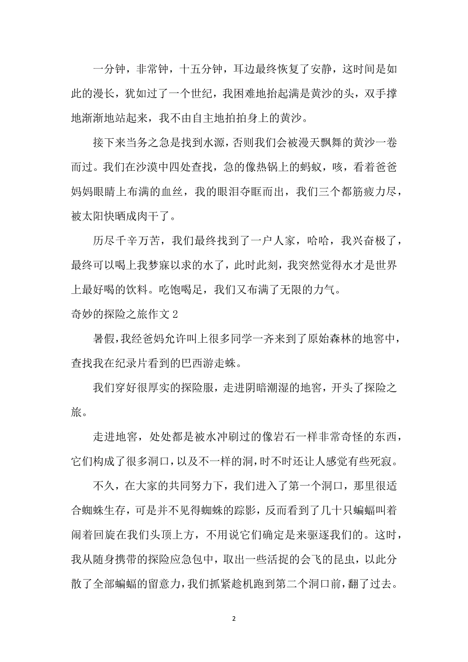 神奇的探险之旅作文(集合15篇)_第2页