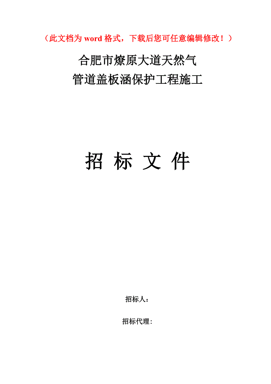 合肥市燎原大道天然气加固工程招标文件(发出稿)_第1页