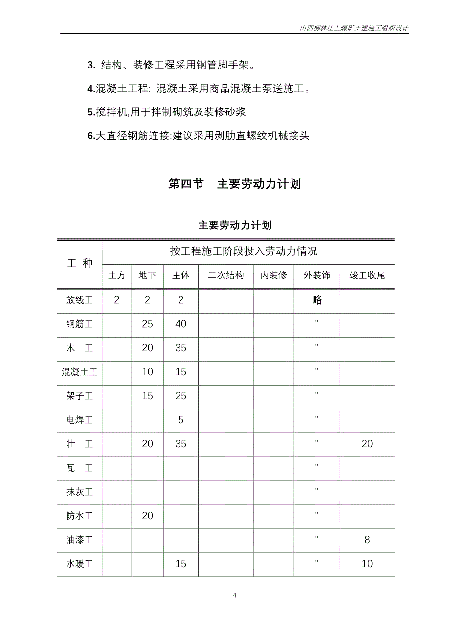 山西柳林庄上煤矿60万吨土建工程施工组织设计_第4页