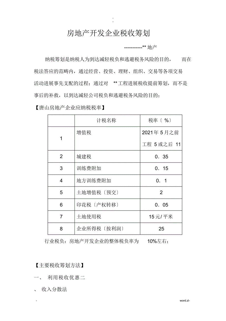 2021年房地产企业税收筹划_第1页