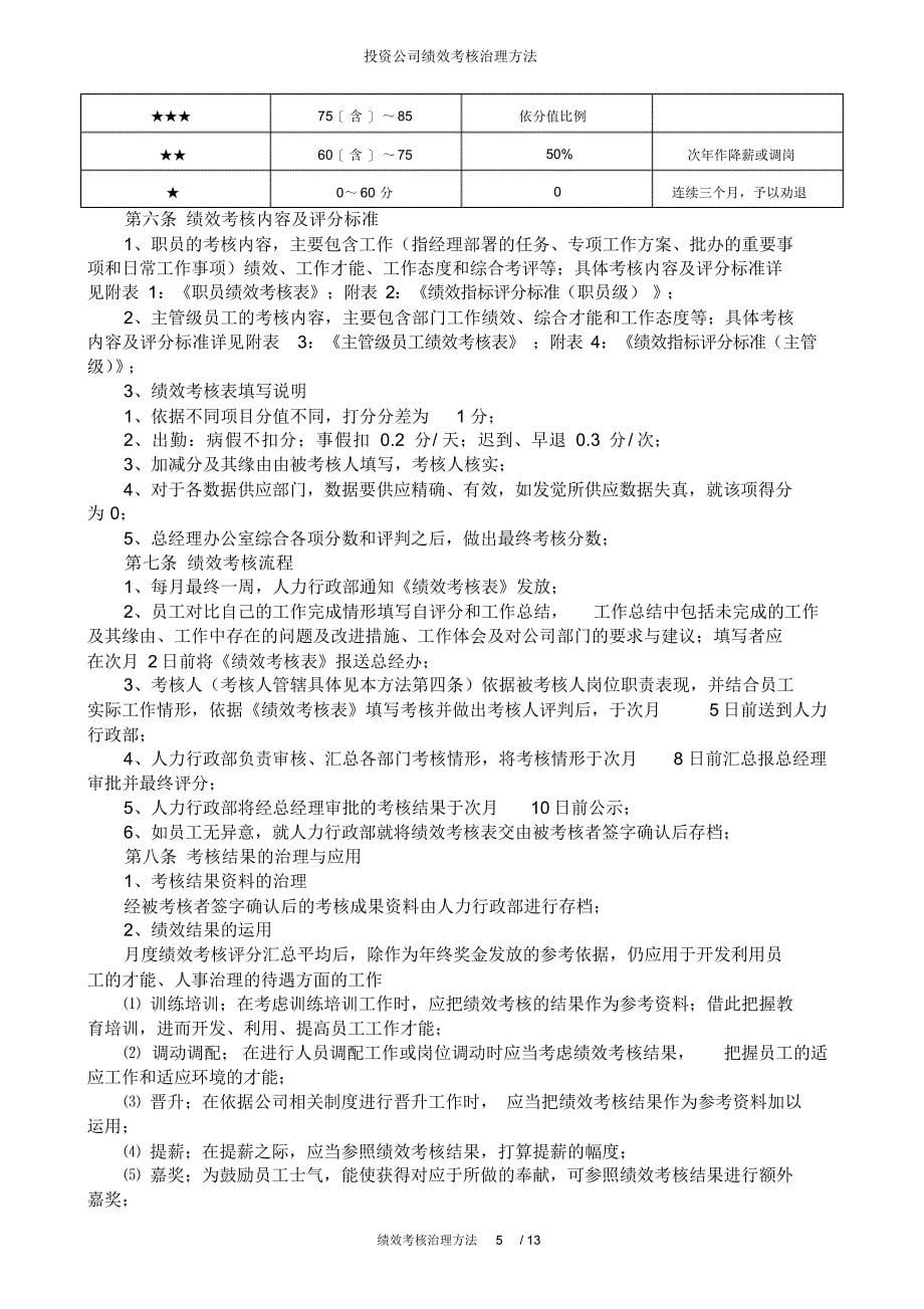 2021年投资公司绩效考核管理办法_第5页