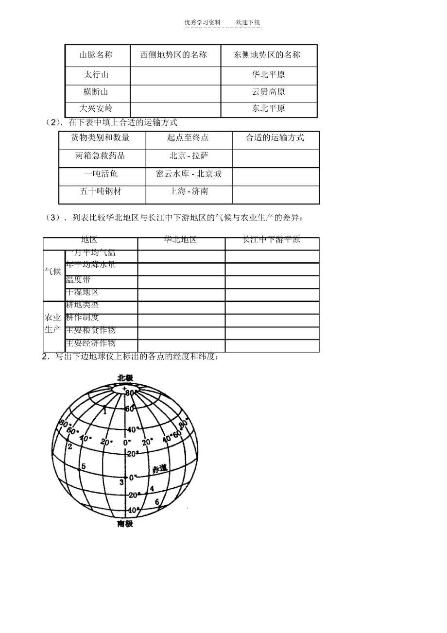 2021年初中地理会考复习试题_第4页