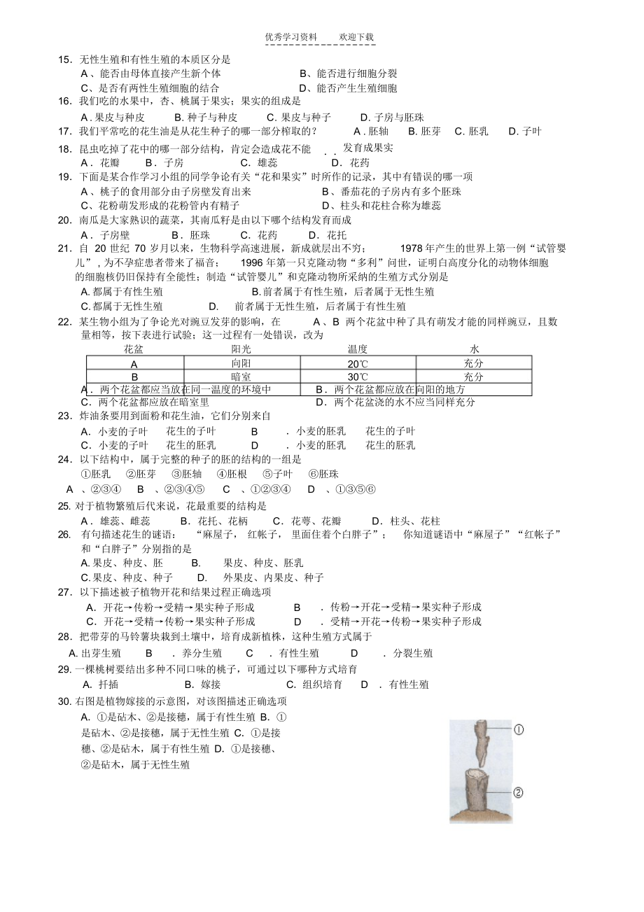 初一科学第三章单元测试卷_第2页