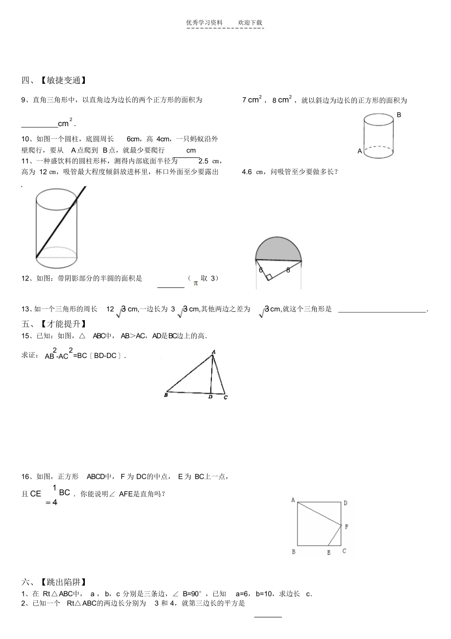 最新勾股定理复习学案(配培优试卷)_第2页