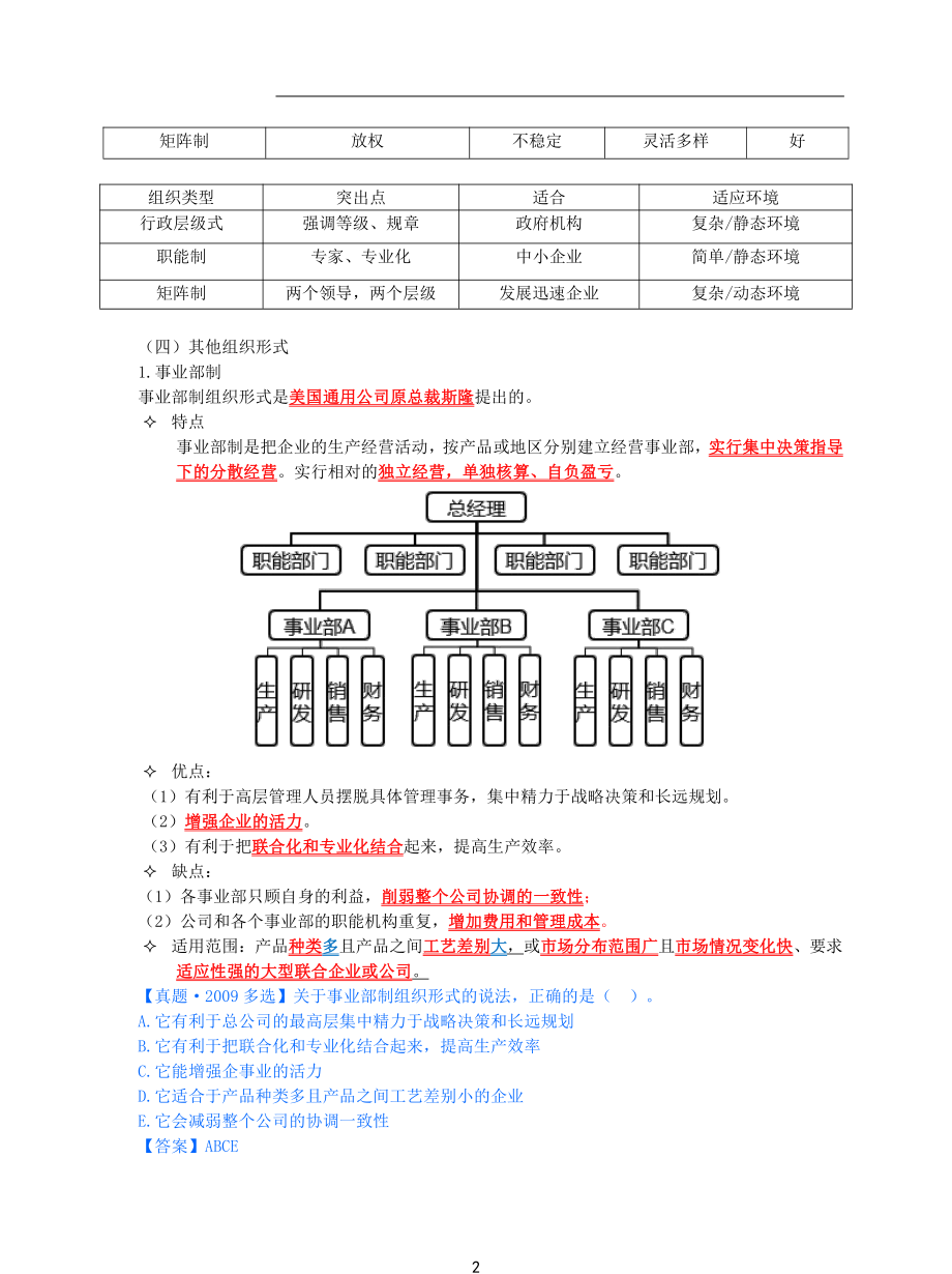 2021年中级经济师-人力-知识考点-16、第3章组织设计与组织文化第1节-4_第2页