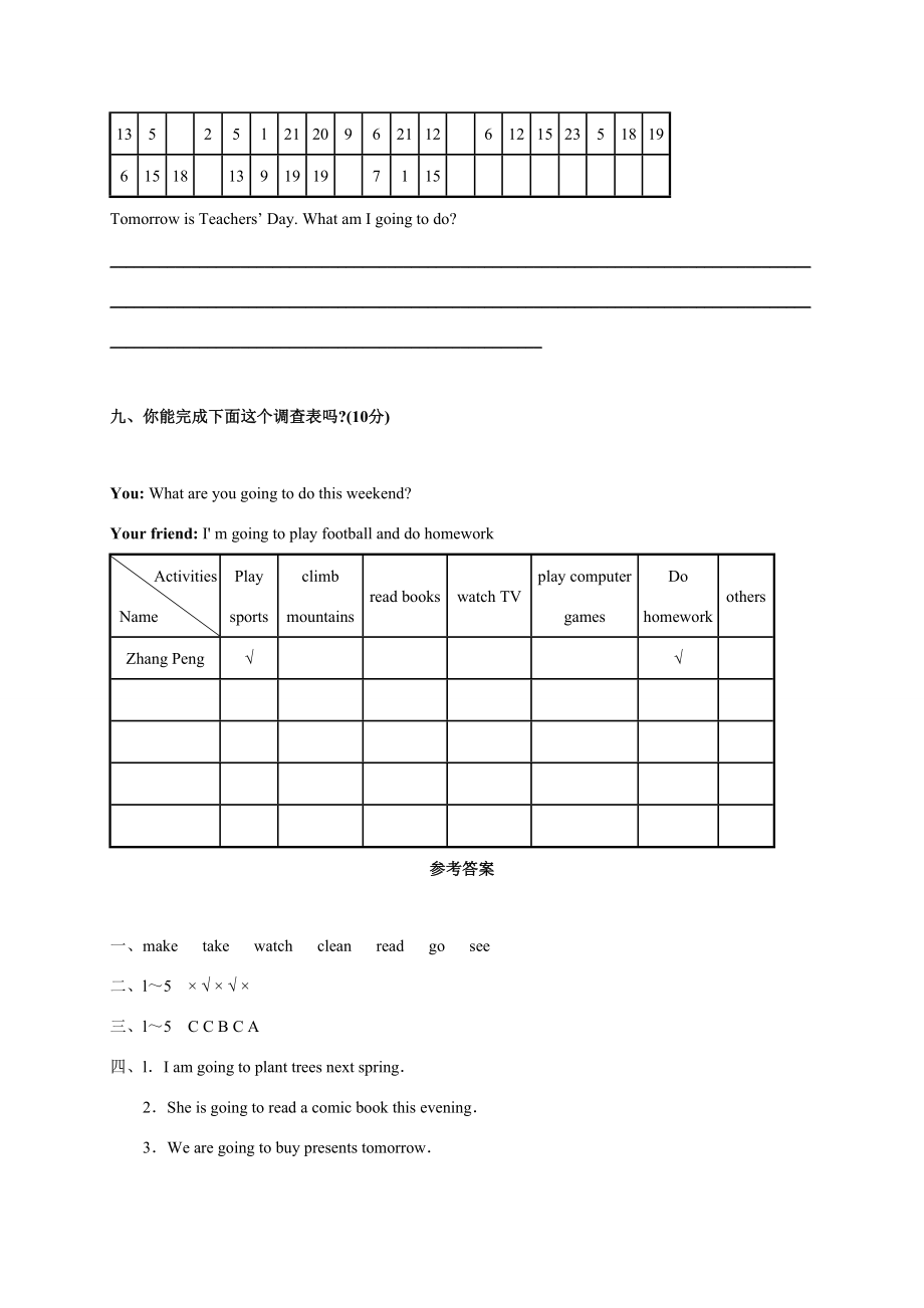 六年级英语上册 Unit 3测试题A 人教版PEP_第4页