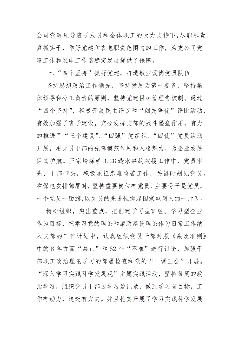 供电所党支部书记述职总结报告范文_第3页