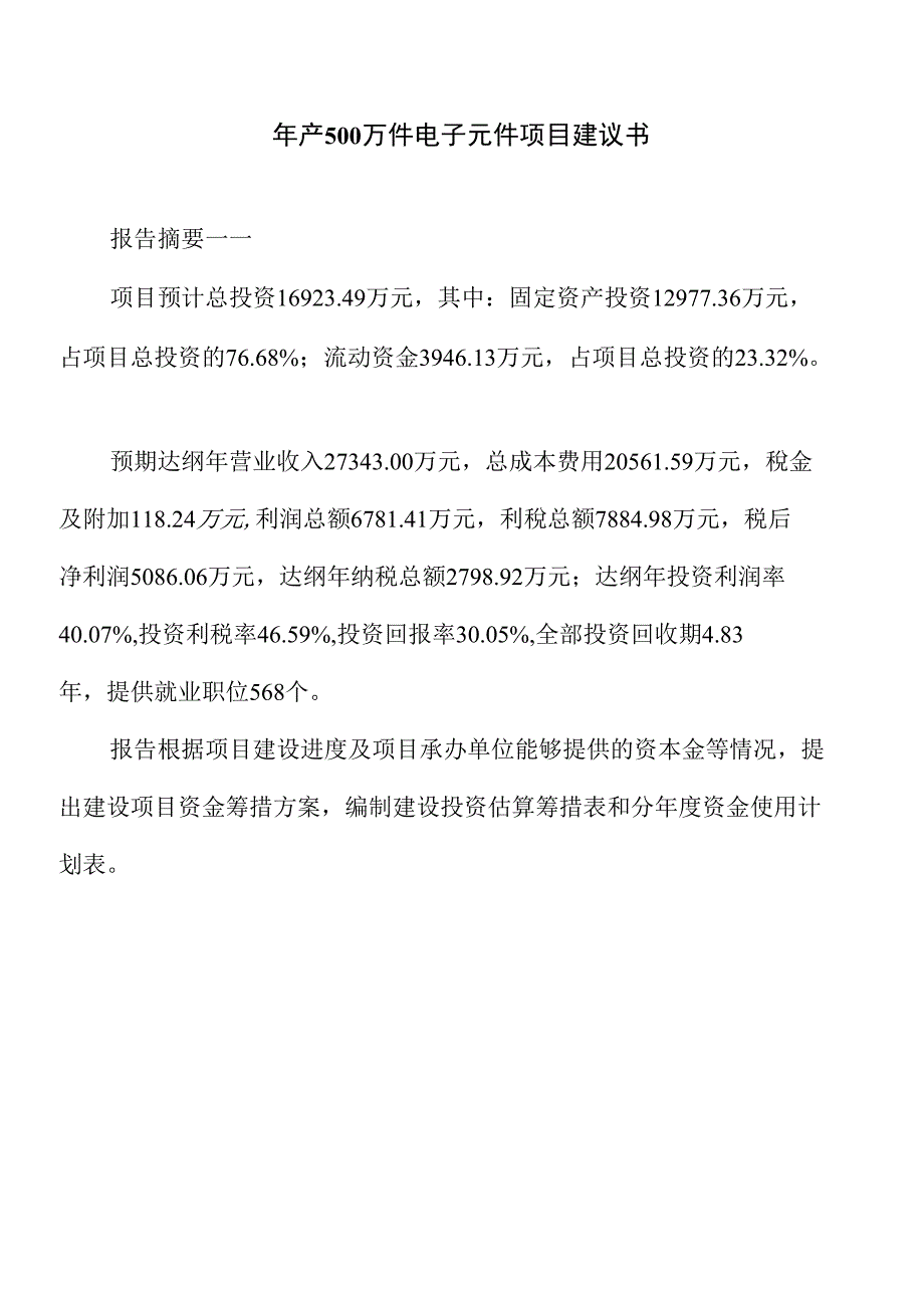 年产500万件电子元件项目建议书_第1页