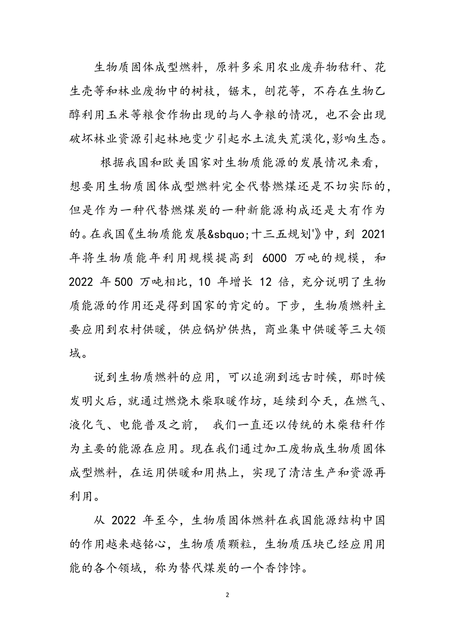 生物质燃料颗粒投资建设项目年终总结报告范文_第2页