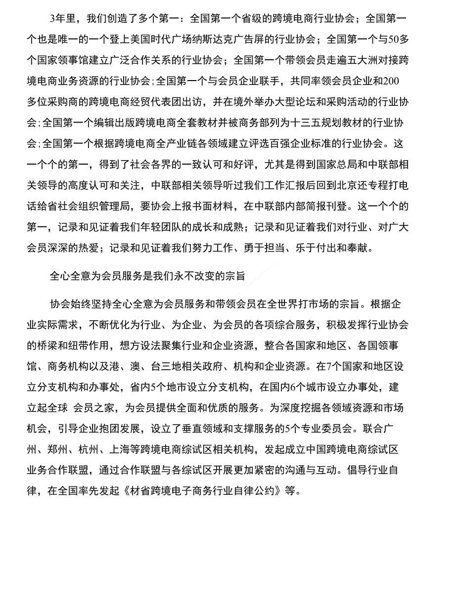 跨国运输企业建设经验材料与跨境电子商务行业协会工作总结合集_第5页