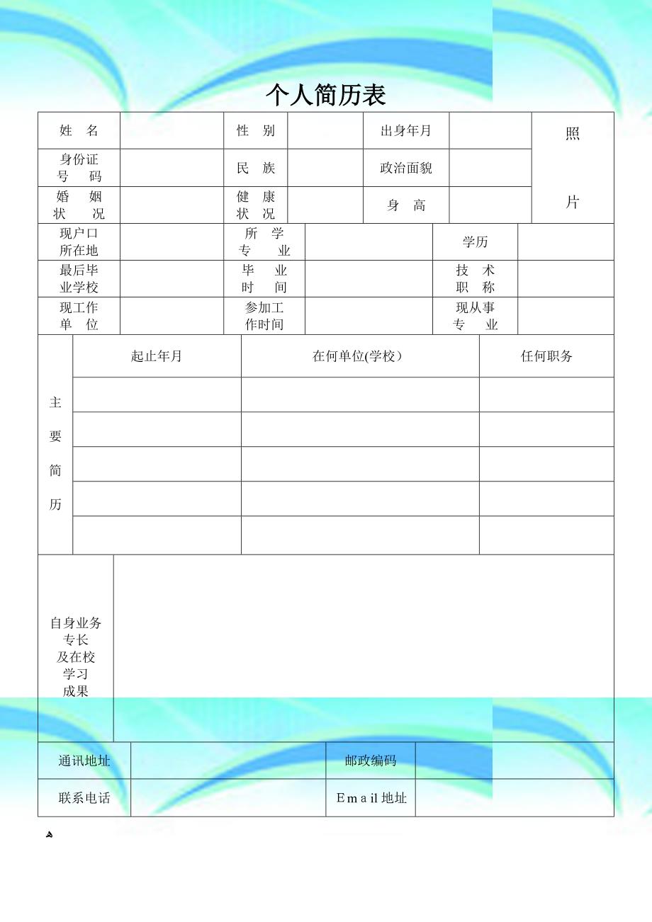 个人简历表格多种格式_第4页