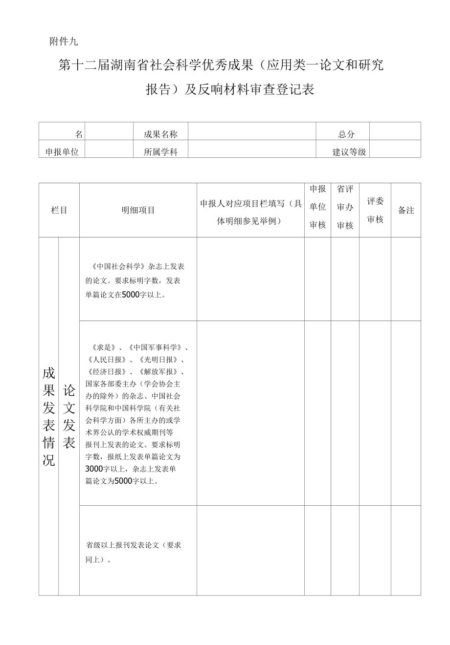 （应用类--论文和研究报告）及反响材料审查登记表》-附件九_第1页