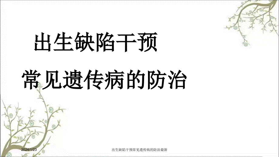 出生缺陷干预常见遗传病的防治最新课件_第1页