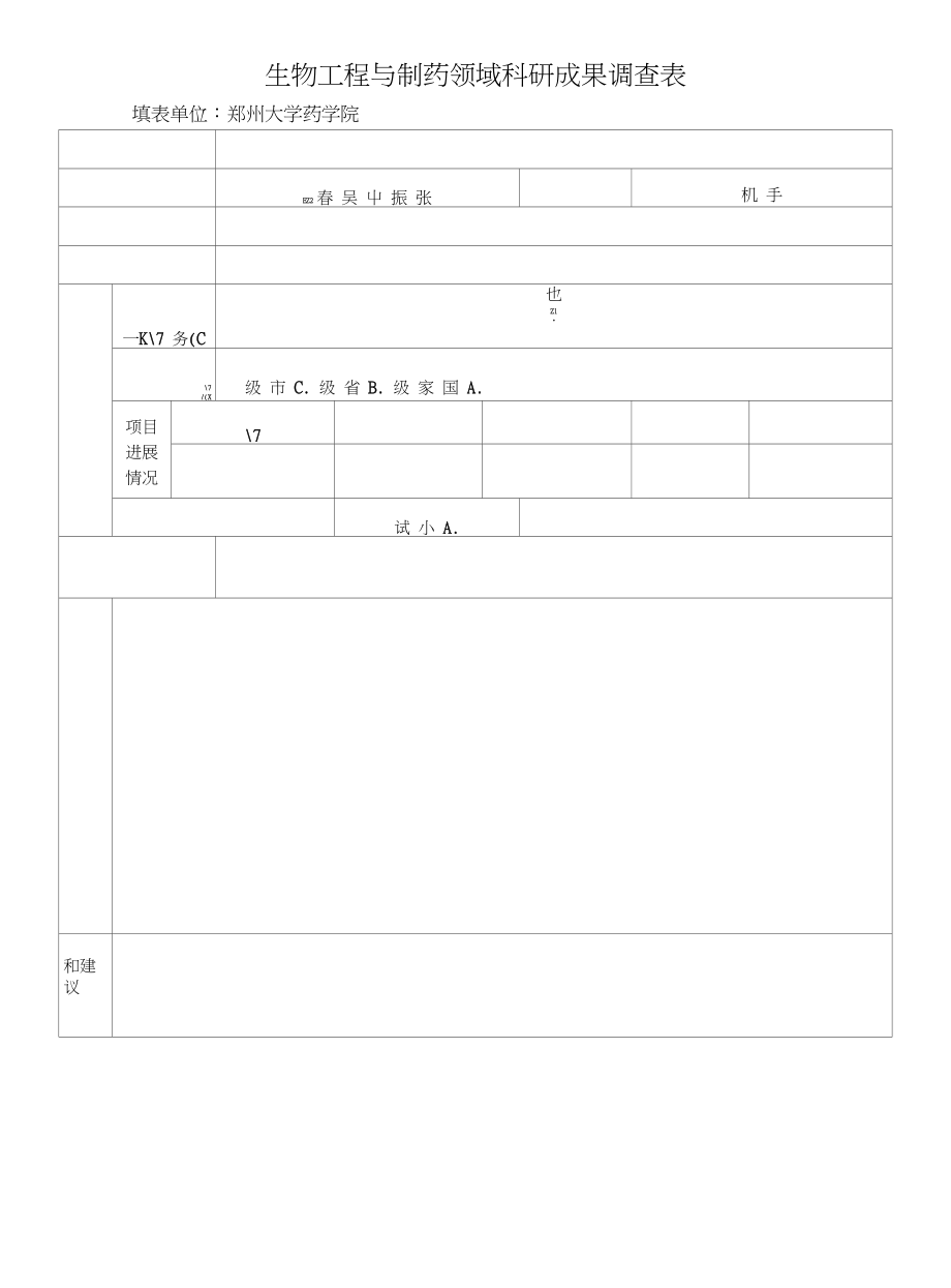 郑州市生物工程与制药行业科研成果调查表_第2页