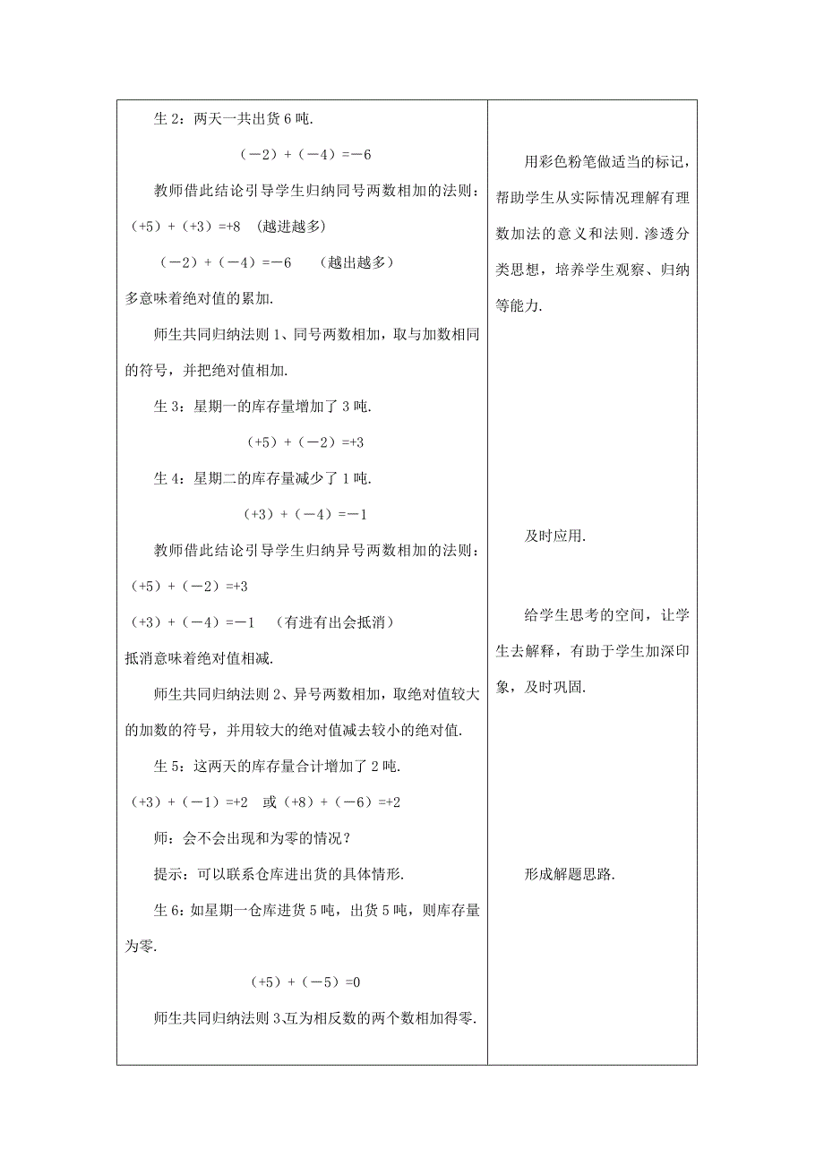 七年级数学上册 2.1有理数的加法教案(1) 浙教版 教案_第2页