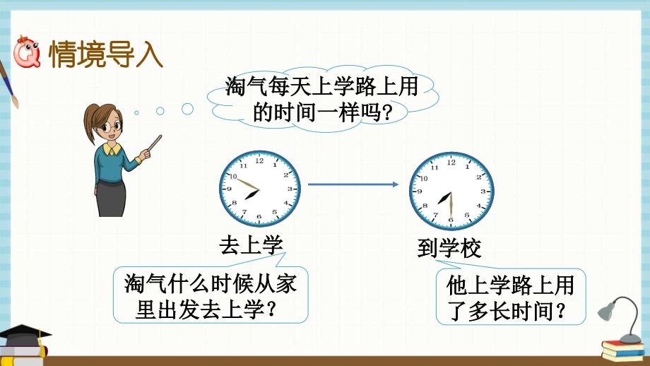 北师大版数学二年级下册《数学好玩.1 上学时间》课件_第2页