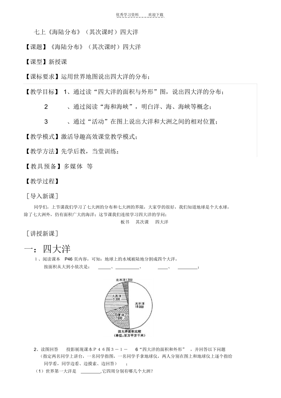 2021年七上《海陆分布》(第二课时)四大洋_第1页