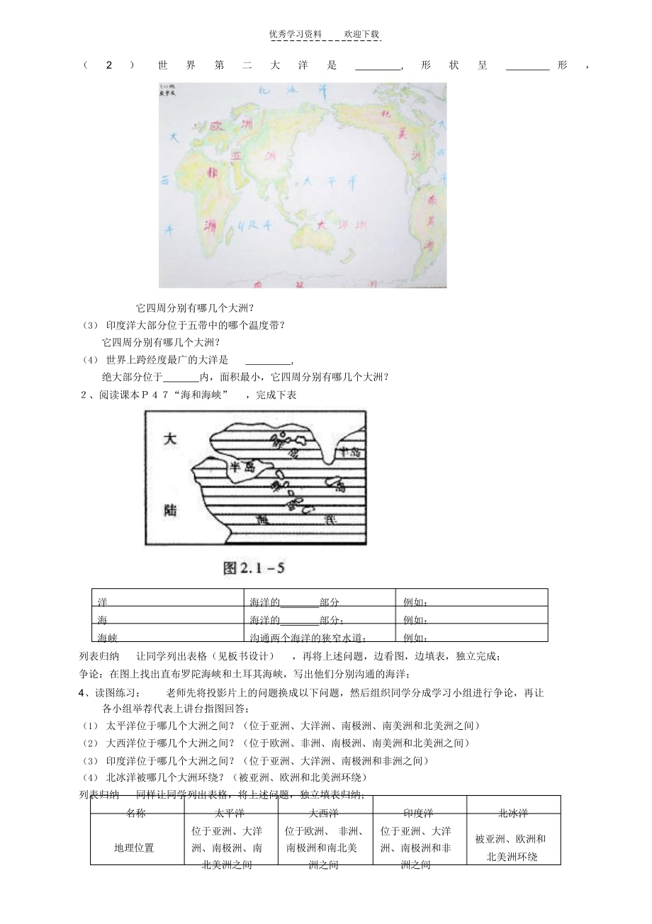 2021年七上《海陆分布》(第二课时)四大洋_第2页