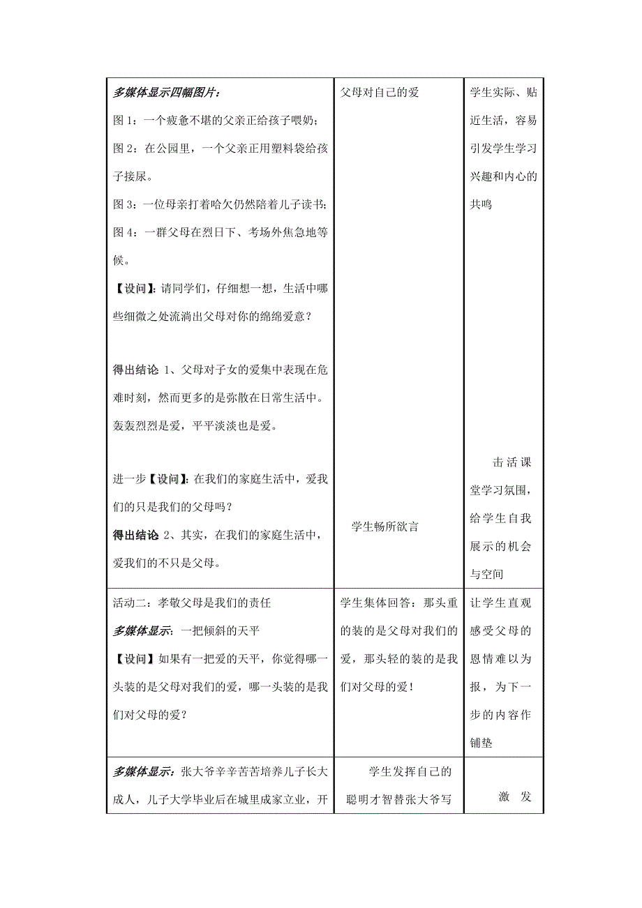 八年级政治上册 1.1 我的父亲母亲—父母的爱我们收到了吗教案 人民版 教案_第3页