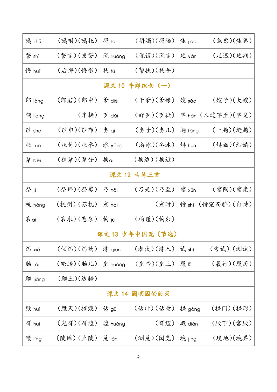 部编版语文五年级上册写字表生字组词_第3页