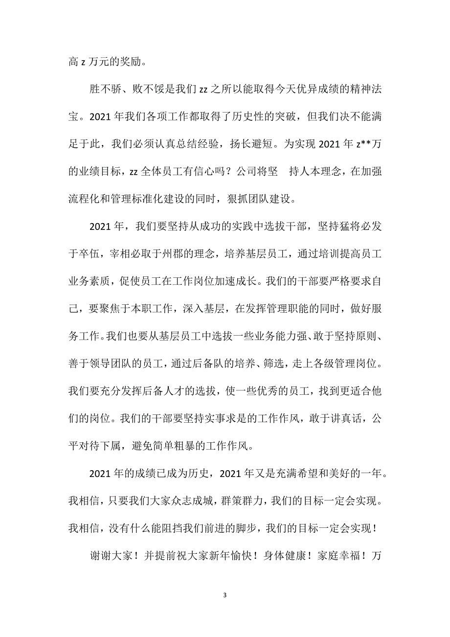 公司副总经理年会致辞_第3页