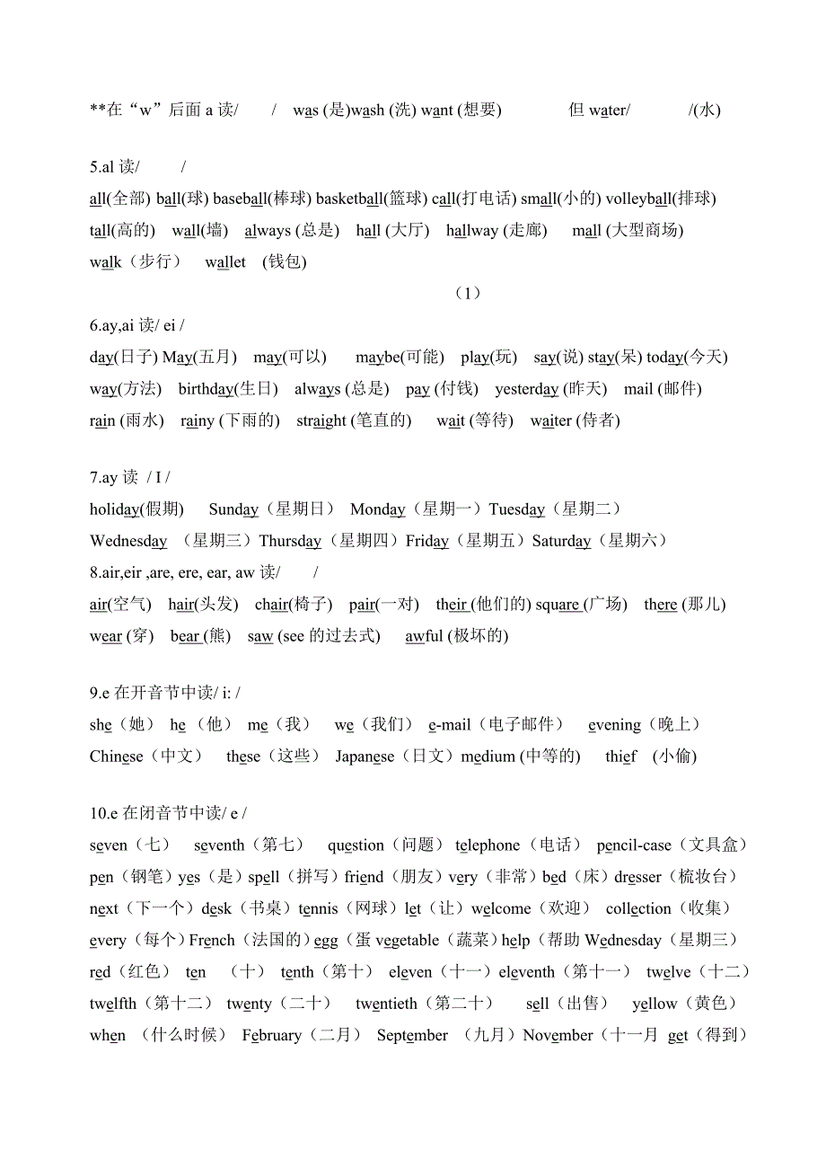 七年级英语全册元音字母及其组合的发音人教版 试题_第2页